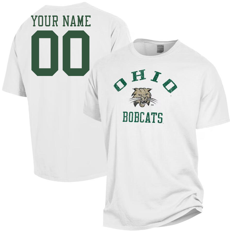 Custom Ohio Bobcats Name And Number Tshirts-White